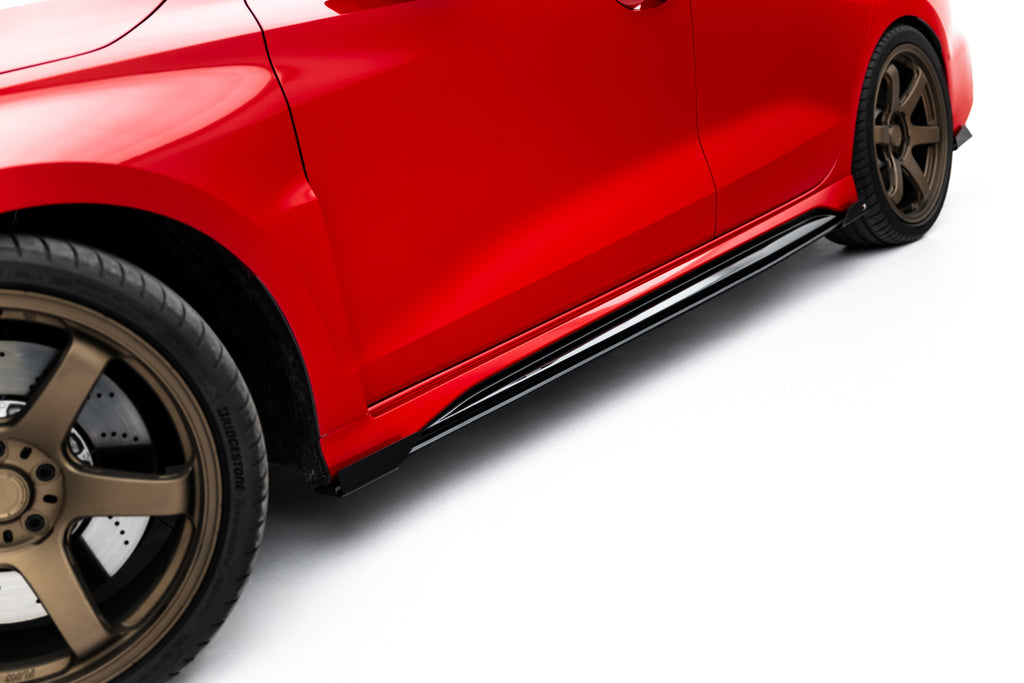 Maxton Design Street Pro Street+ Seitenschweller Leisten + Flaps passend für Audi RS3 Sportback 8Y Facelift schwarz Hochglanz