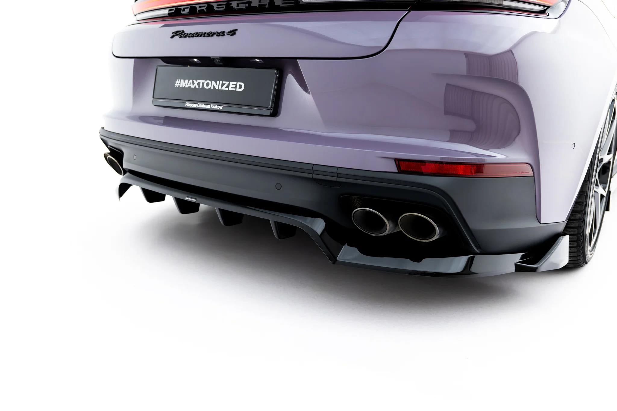 Maxton Design Street+ Mittlerer Diffusor Race Passend für Porsche Panamera 4 / 4S E-Hybrid / 4 E-Hybrid 972 Schwarz Hochglanz