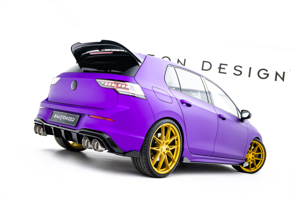 Maxton Design Street Pro Heck Ansatz Flaps Diffusor V.2 + Flaps V.2 passend für VW Golf R Hatchback Mk8 / Mk8 Facelift schwarz Hochglanz