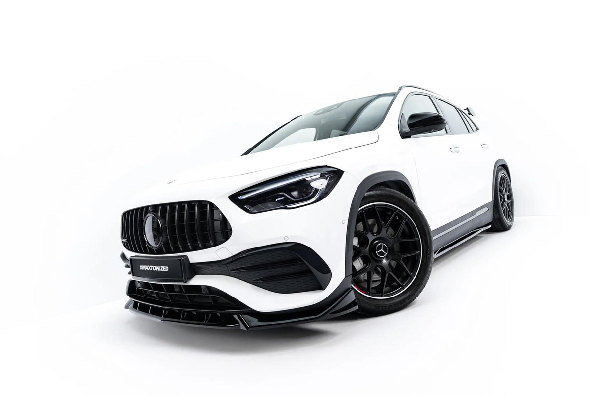 Maxton Design Street+ Spoilerlippe Front Ansatz für Mercedes-AMG GLA 35 H247 [2020-2023] | Schwarz Hochglanz | ABS-Kunststoff