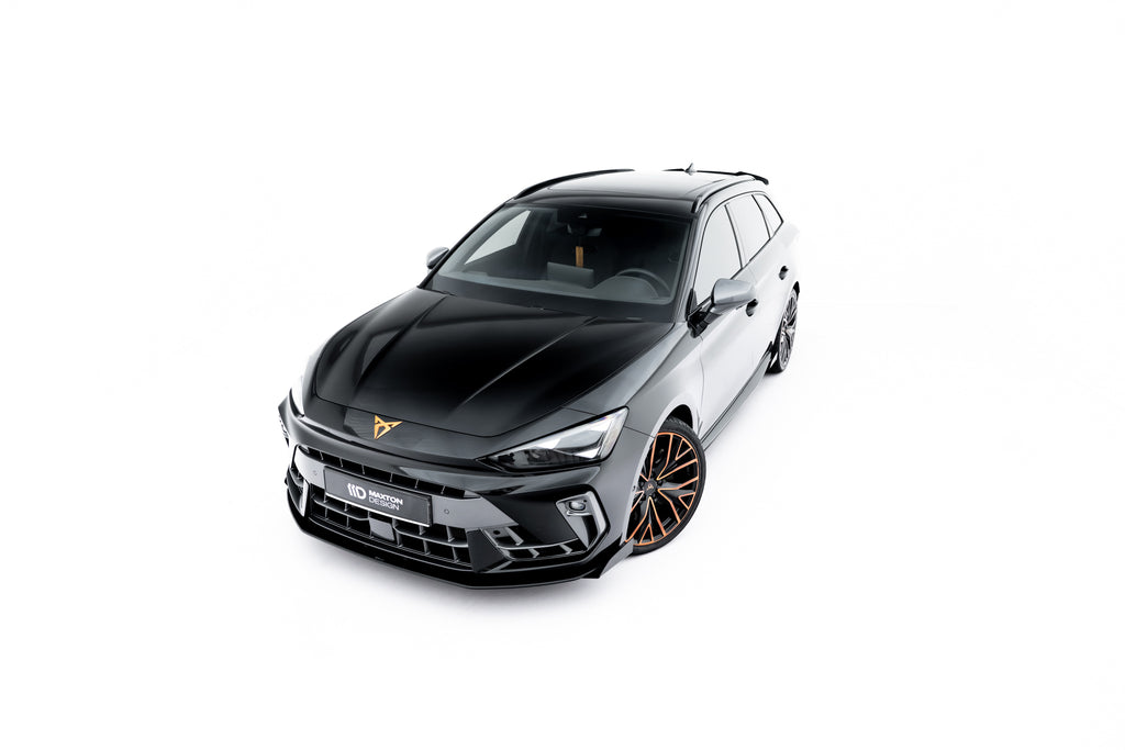 Maxton Design Street Pro Street+ Spoilerlippe Front Ansatz + Flaps passend für Cupra Leon ST / Hatchback Mk1 Facelift schwarz Hochglanz