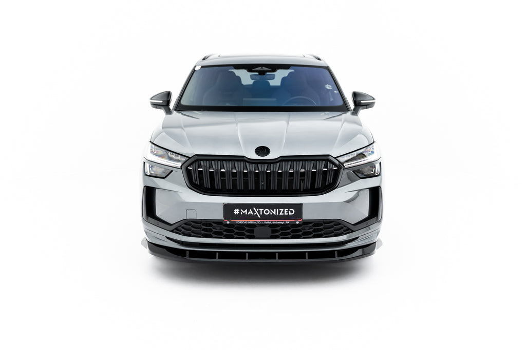Maxton Design Street+ Spoilerlippe Front Ansatz V.2 passend für Skoda Kodiaq Sportline Mk2 schwarz Hochglanz