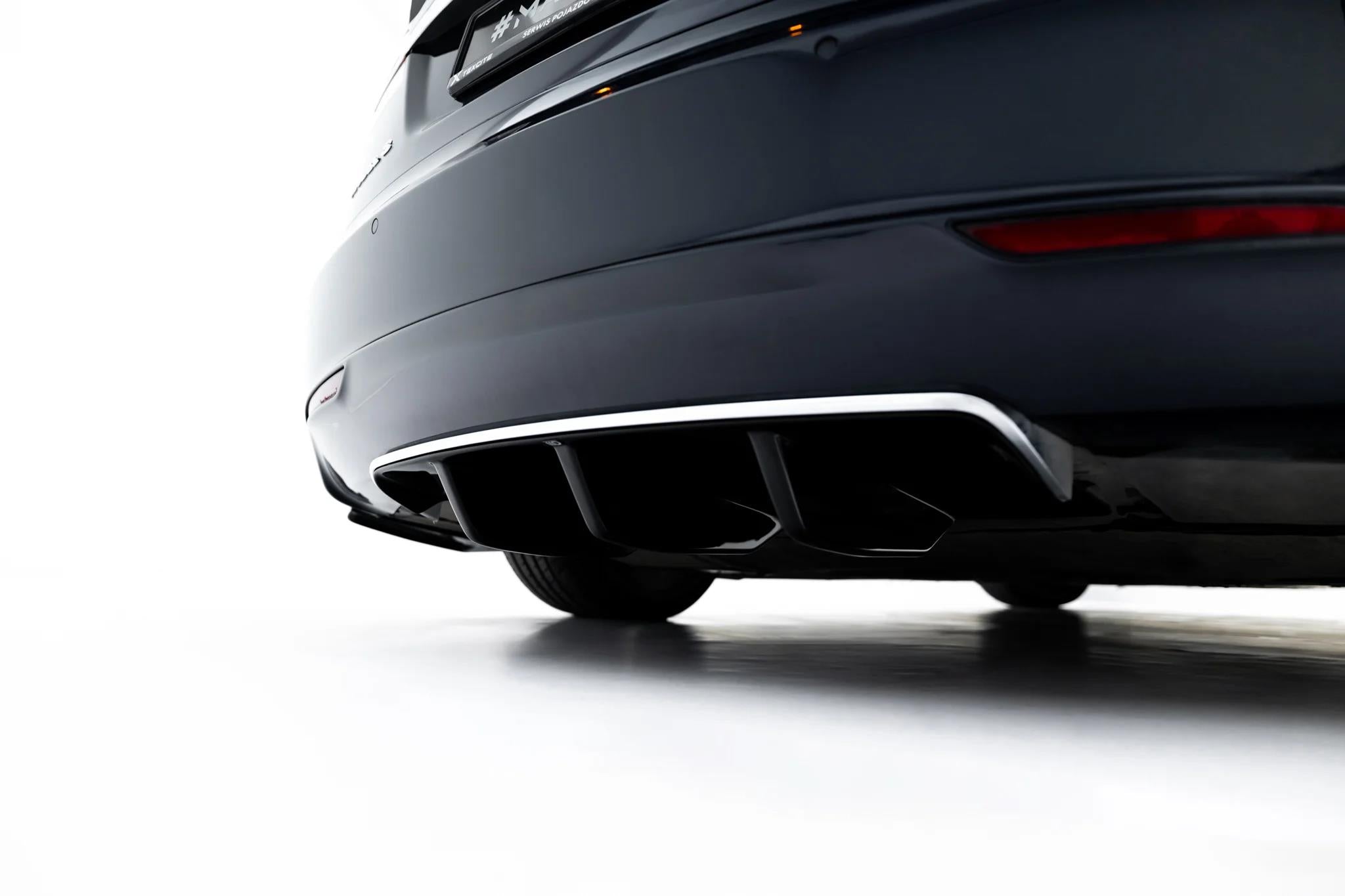 Maxton Design Diffusor Heck Ansatz passend für Tesla Model S Mk1 schwarz Hochglanz