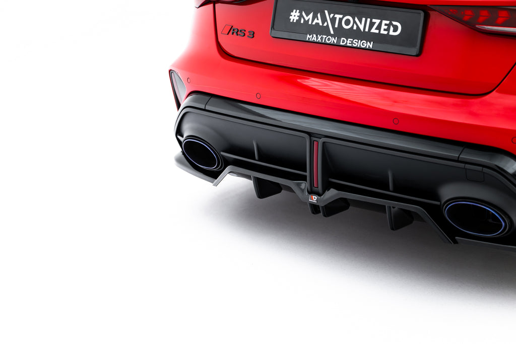 Maxton Design Street+ Mittlerer Diffusor RACE passend für V.1 Audi RS3 Limousine 8Y Facelift schwarz Hochglanz