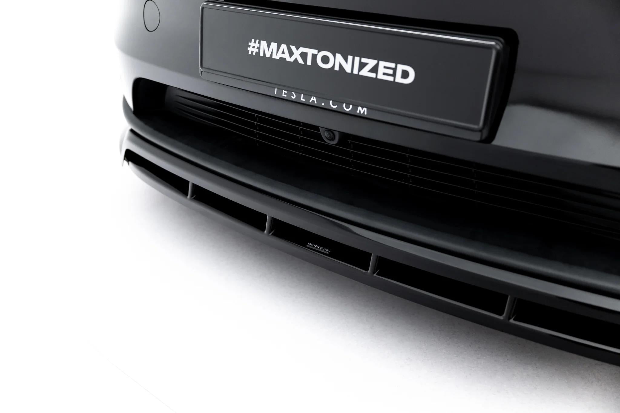 Maxton Design Street+ Spoilerlippe Front Ansatz passend für Tesla Model Y Premium Mk1 Facelift schwarz Hochglanz
