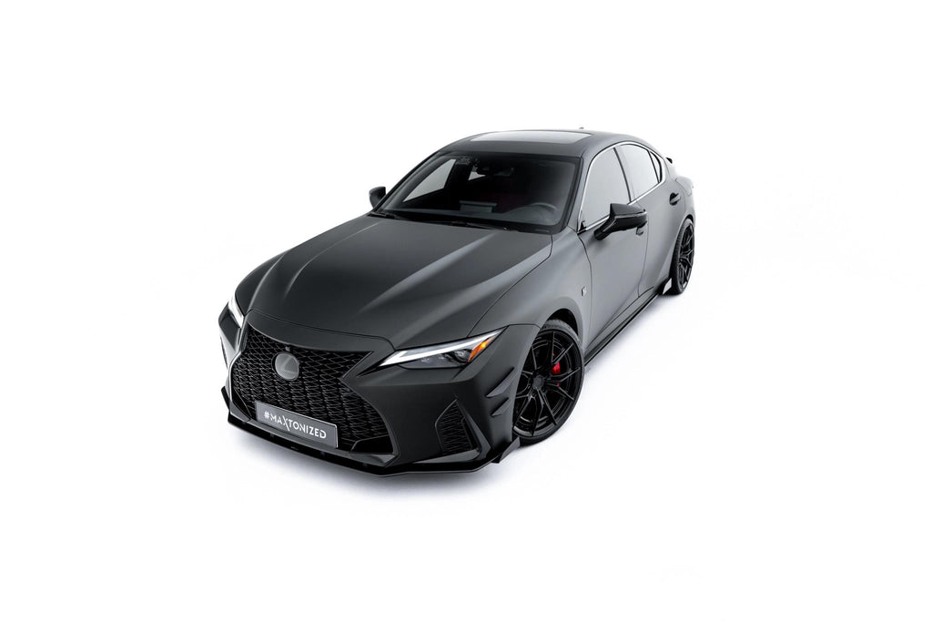 Maxton Design Street Pro Street+ Spoilerlippe Front Ansatz + Flaps passend für Lexus IS 500 Mk3 Facelift 2 (XE30) schwarz Hochglanz