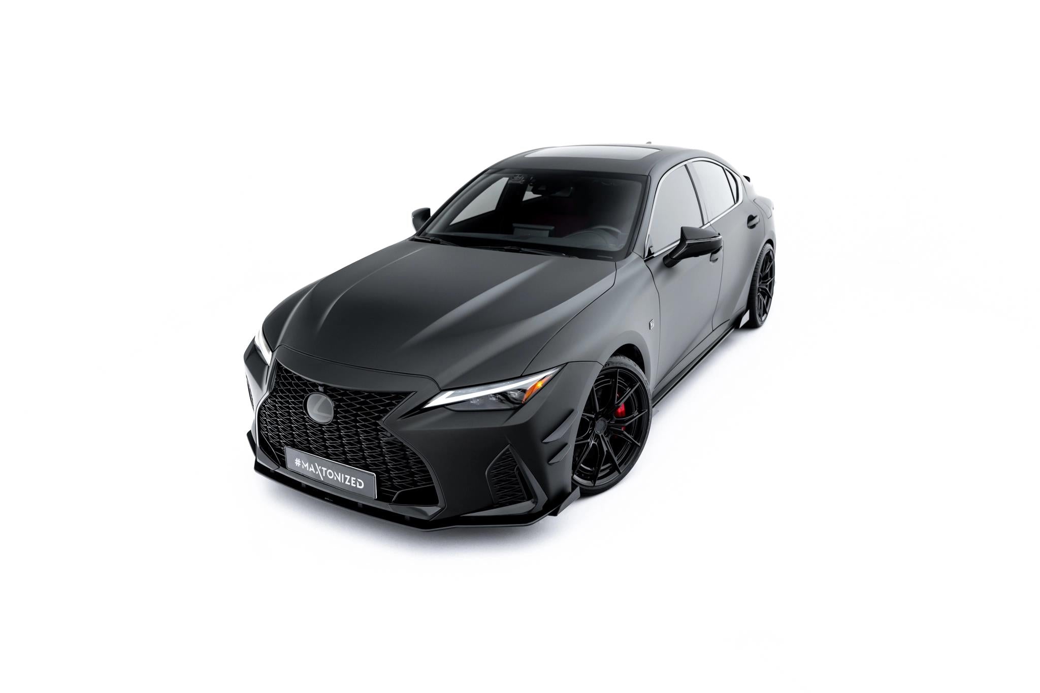 Maxton Design Street Pro Street+ Spoilerlippe Front Ansatz + Flaps passend für Lexus IS 500 Mk3 Facelift 2 (XE30) schwarz Hochglanz