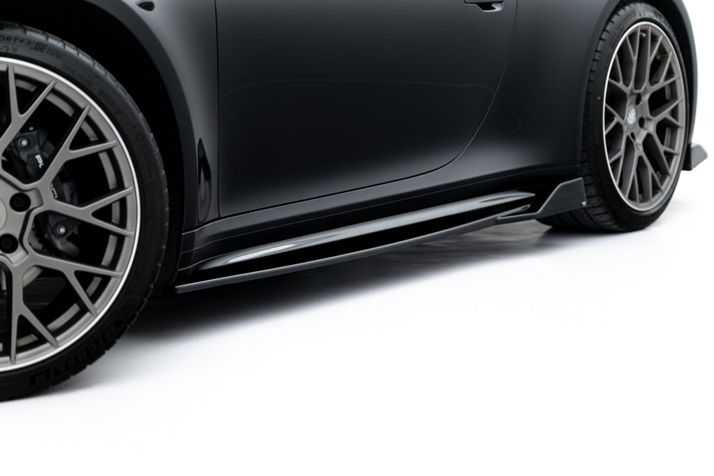 Maxton Design Street+ Seitenschweller Leisten V.2 passend für Porsche 911 Carrera Sport Design 992 schwarz Hochglanz