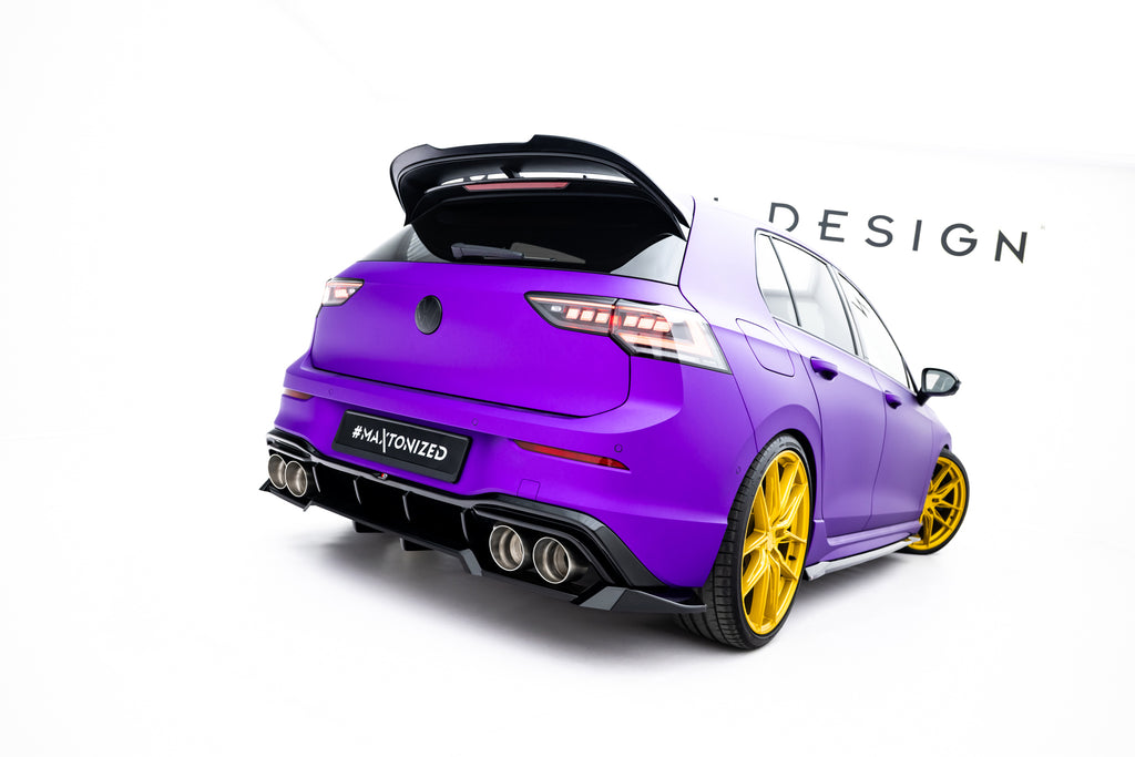 Maxton Design Street+ Mittlerer Diffusor RACE V.2 passend für VW Golf R Hatchback Mk8 / Mk8 Facelift schwarz Hochglanz