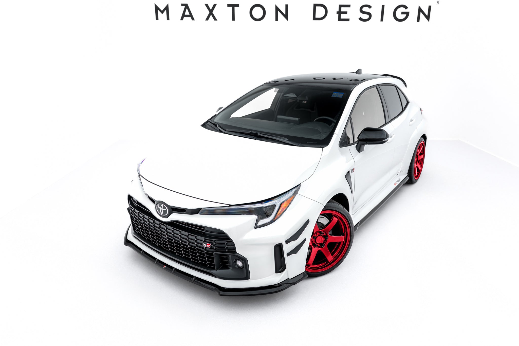 Maxton Design Street+ Spoilerlippe Front Ansatz V.1 passend für Toyota GR Corolla Mk12 schwarz Hochglanz