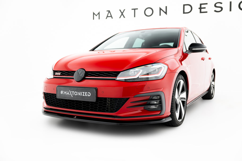 Maxton Design Street+ Spoilerlippe Front Ansatz V.3 passend für VW Golf GTI / GTD Mk7 Facelift schwarz Hochglanz