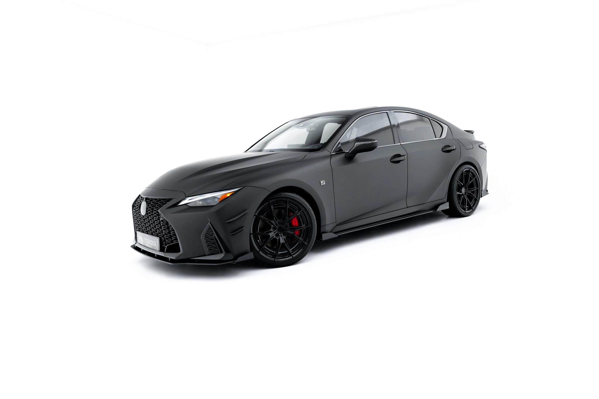 Maxton Design Street Pro Street+ Seitenschweller Leisten + Flaps passend für Lexus IS 500 Mk3 Facelift 2 (XE30) schwarz Hochglanz
