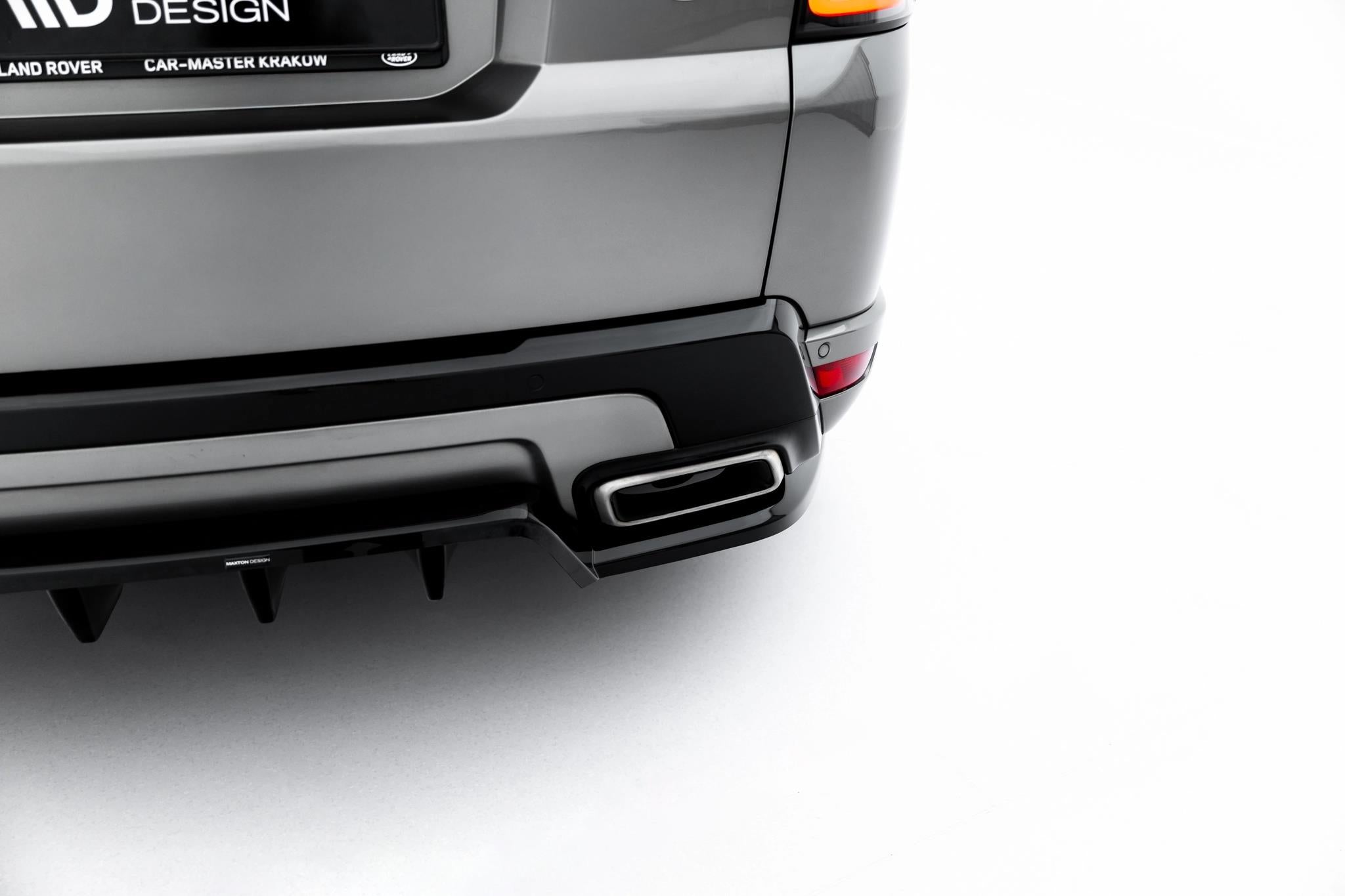 Maxton Design Street+ Mittlerer Diffusor RACE passend für Land Rover Range Rover Sport Mk2 Facelift schwarz Hochglanz