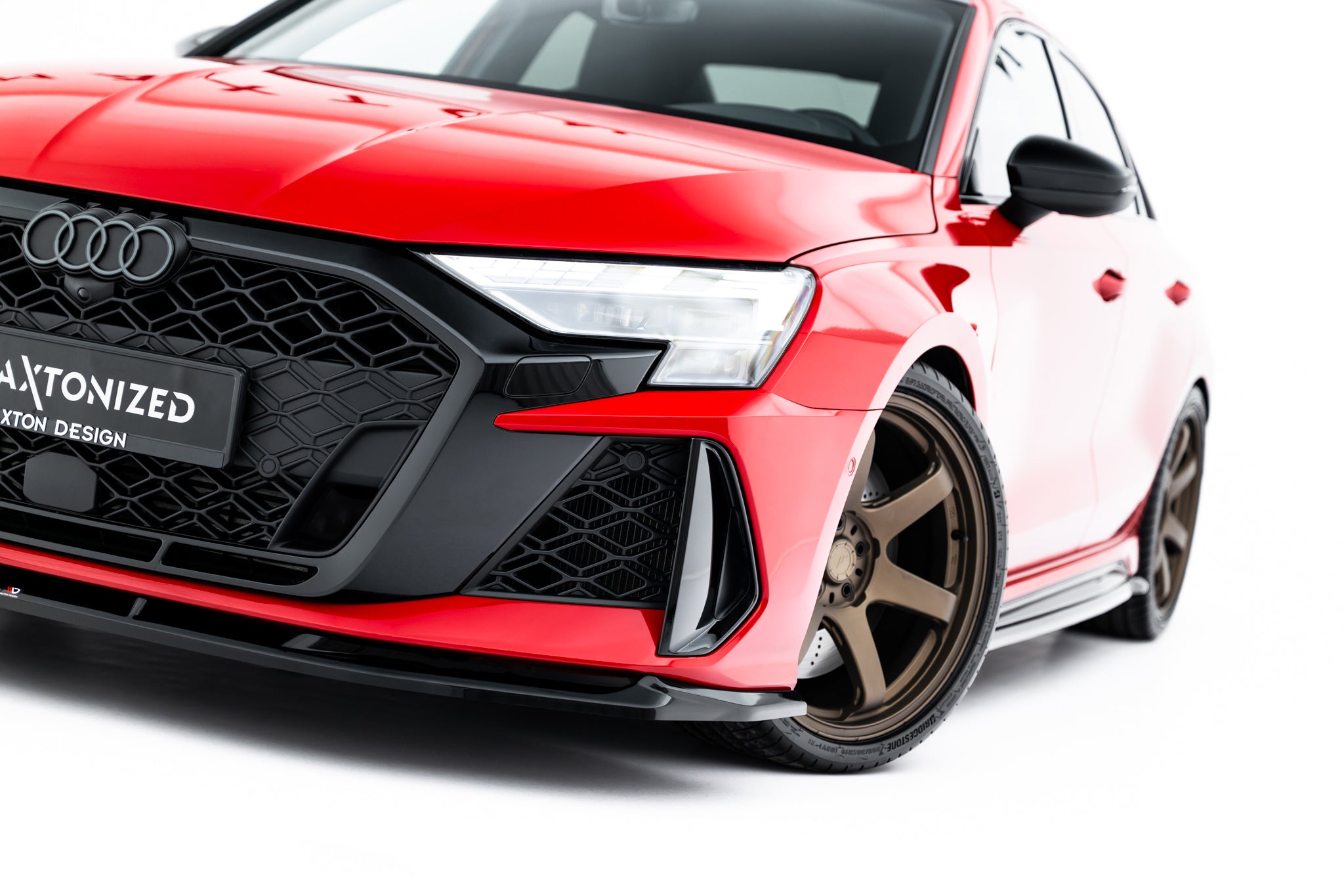 Maxton Design Street+ Spoilerlippe Front Ansatz V.1 passend für Audi RS3 Sportback 8Y Facelift schwarz Hochglanz