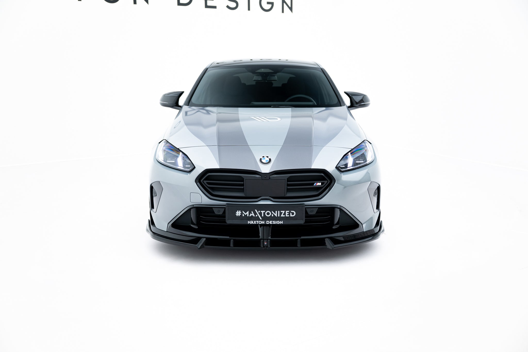 Maxton Design Street+ Spoilerlippe Front Ansatz V.2 passend für BMW M135i M Performance F70 schwarz Hochglanz
