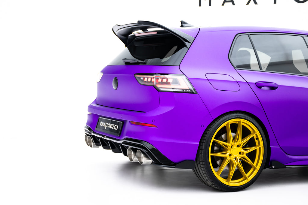 Maxton Design Street Pro Heck Ansatz Flaps Diffusor V.2 + Flaps V.2 passend für VW Golf R Hatchback Mk8 / Mk8 Facelift schwarz Hochglanz