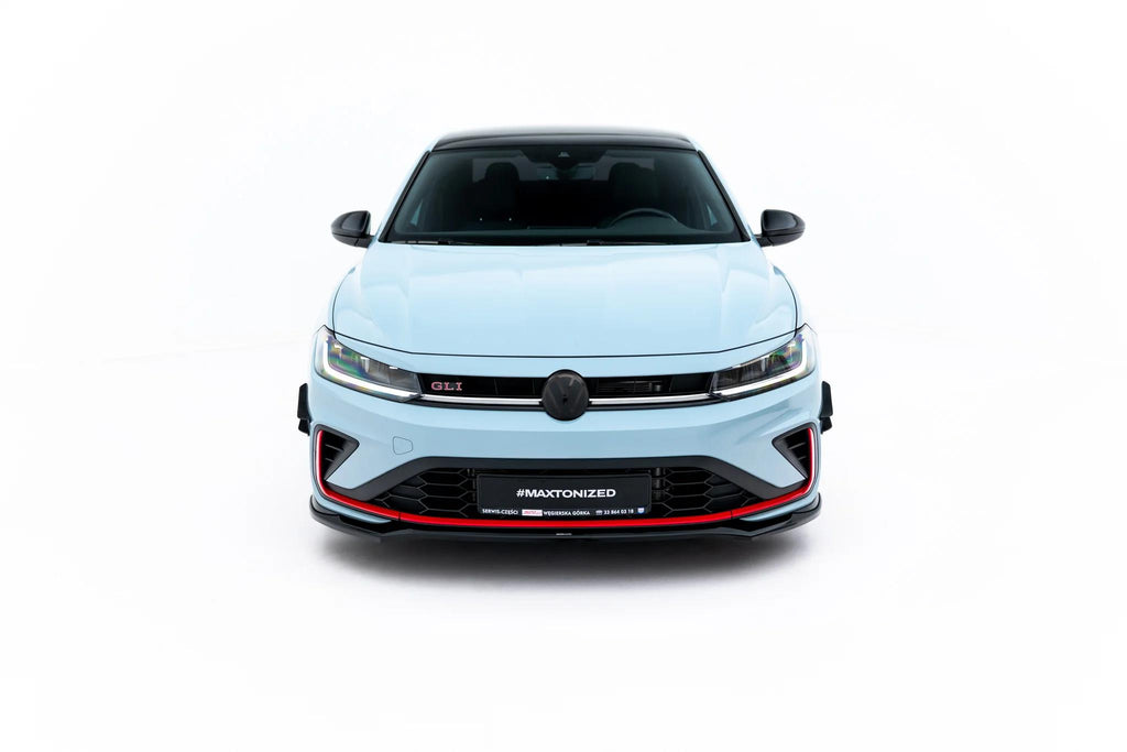Maxton Design Street+ Spoilerlippe Front Ansatz V.2 passend für VW Jetta GLI Mk7 Facelift 2 schwarz Hochglanz