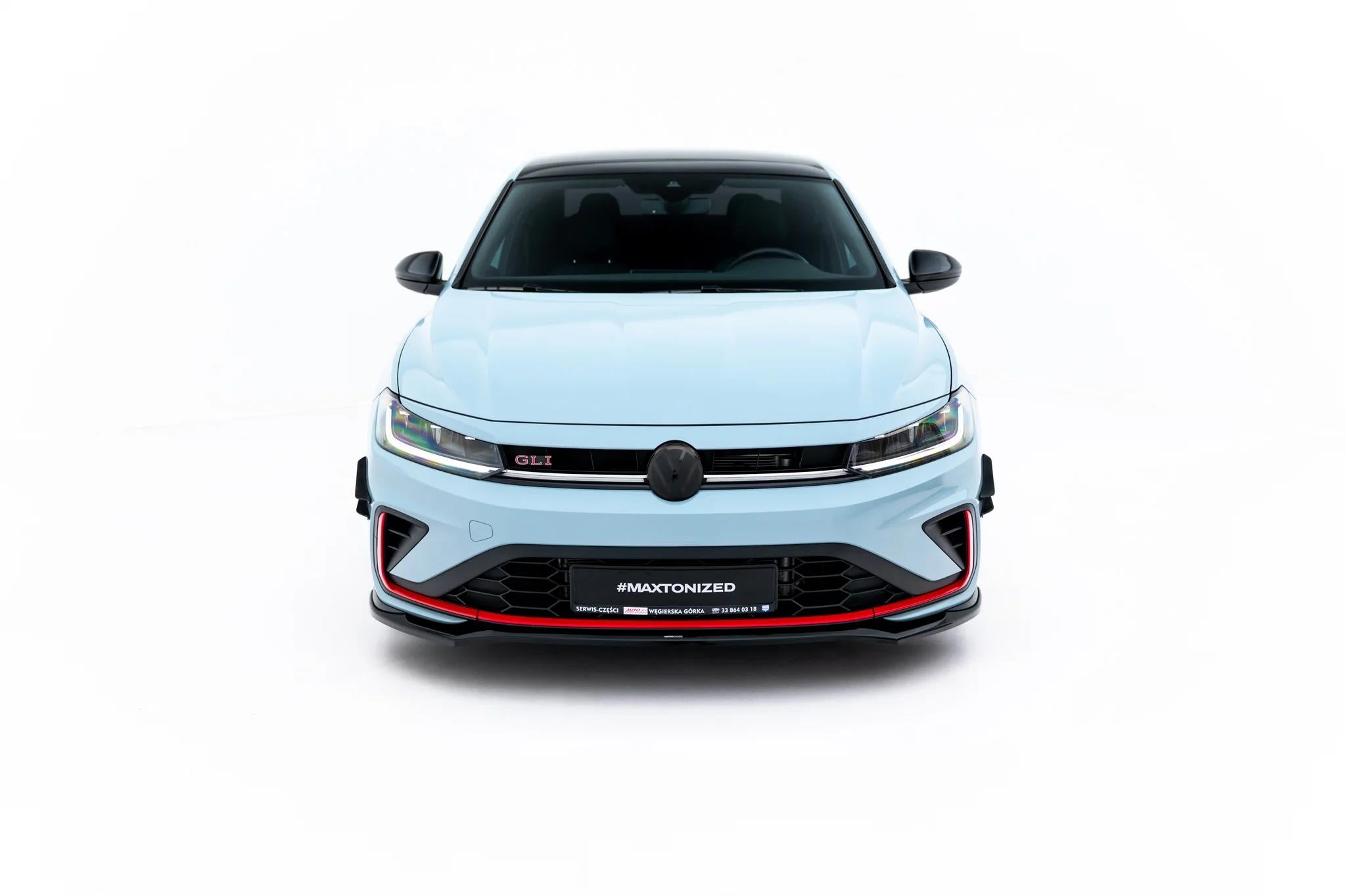 Maxton Design Street+ Spoilerlippe Front Ansatz V.2 passend für VW Jetta GLI Mk7 Facelift 2 schwarz Hochglanz