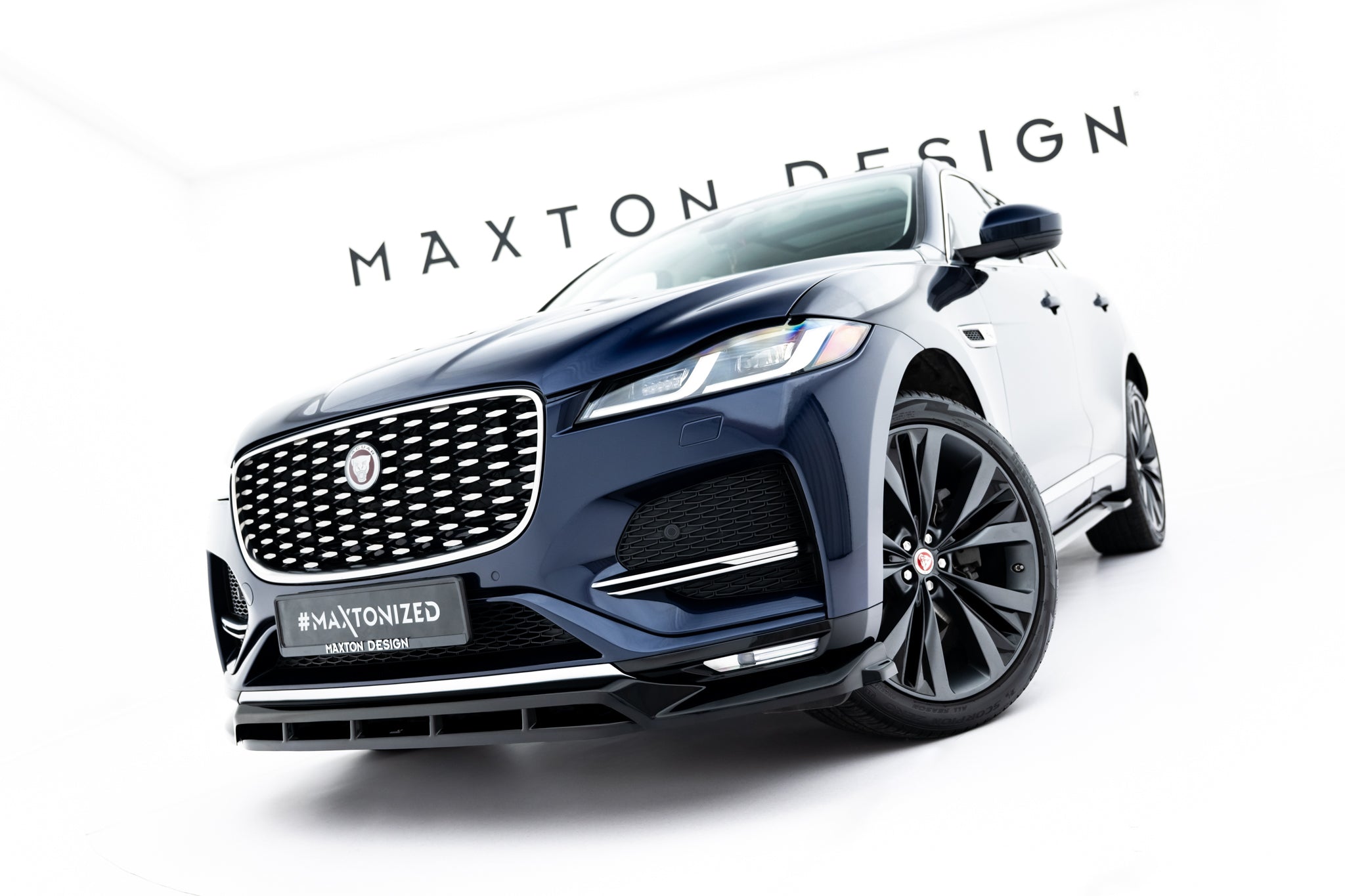 Maxton Design Street+ Spoilerlippe Front Ansatz passend für Jaguar F-Pace R-Sport X761 Facelift schwarz Hochglanz