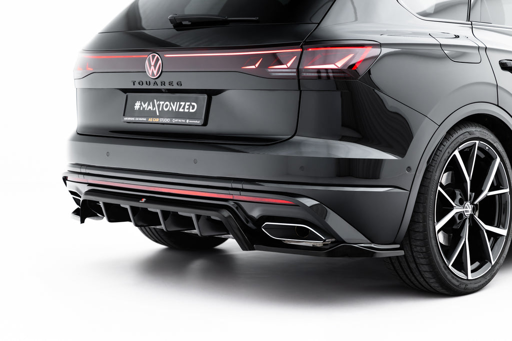 Maxton Design Street+ Mittlerer Diffusor RACE passend für VW Touareg R-Line Mk3 Facelift schwarz Hochglanz