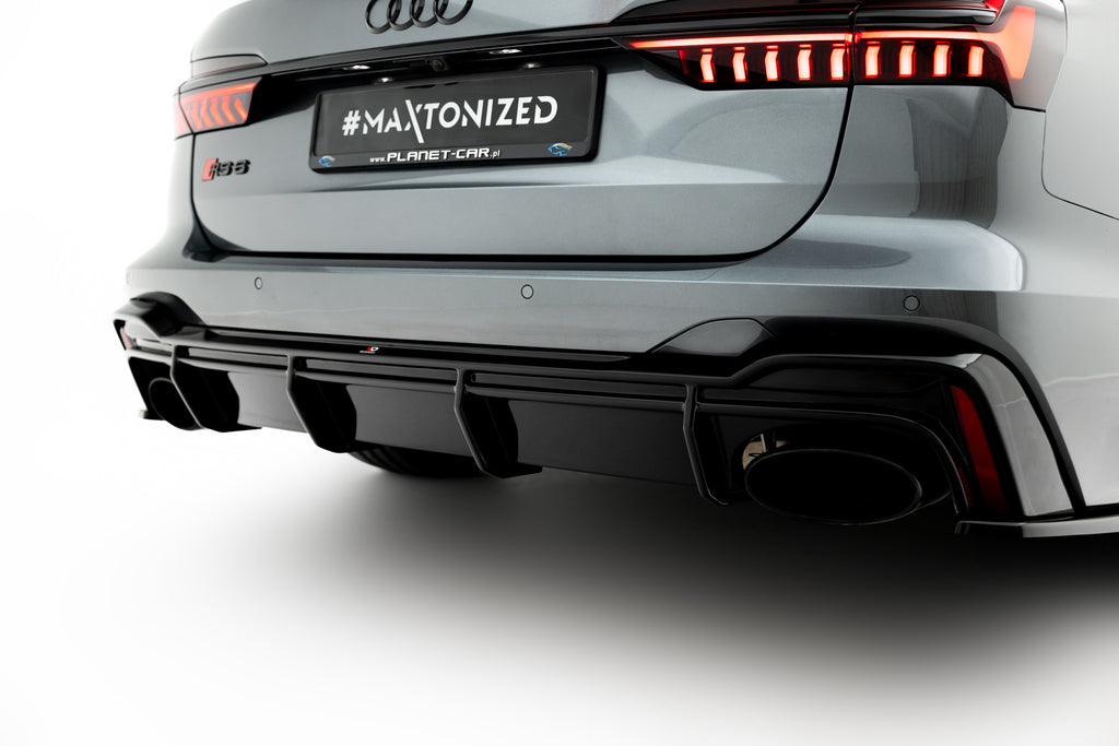 Maxton Design Diffusor Heck Ansatz passend für Audi RS6 C8 / C8 Facelift schwarz Hochglanz