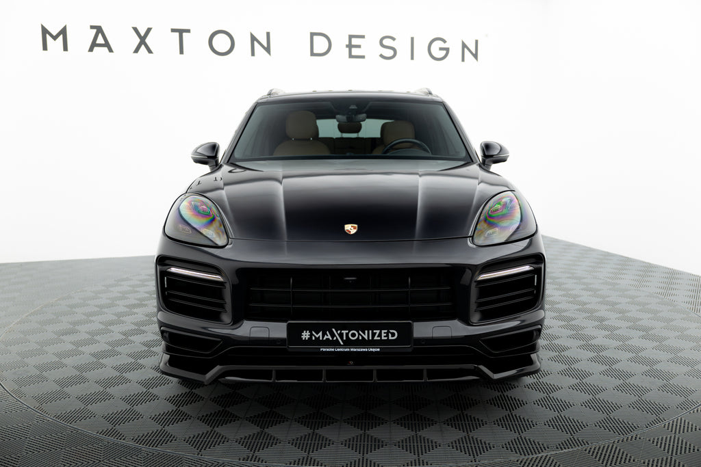 Maxton Design Street+ Spoilerlippe Front Ansatz passend für Porsche Cayenne Sport Design SUV / Coupe Mk3 schwarz Hochglanz