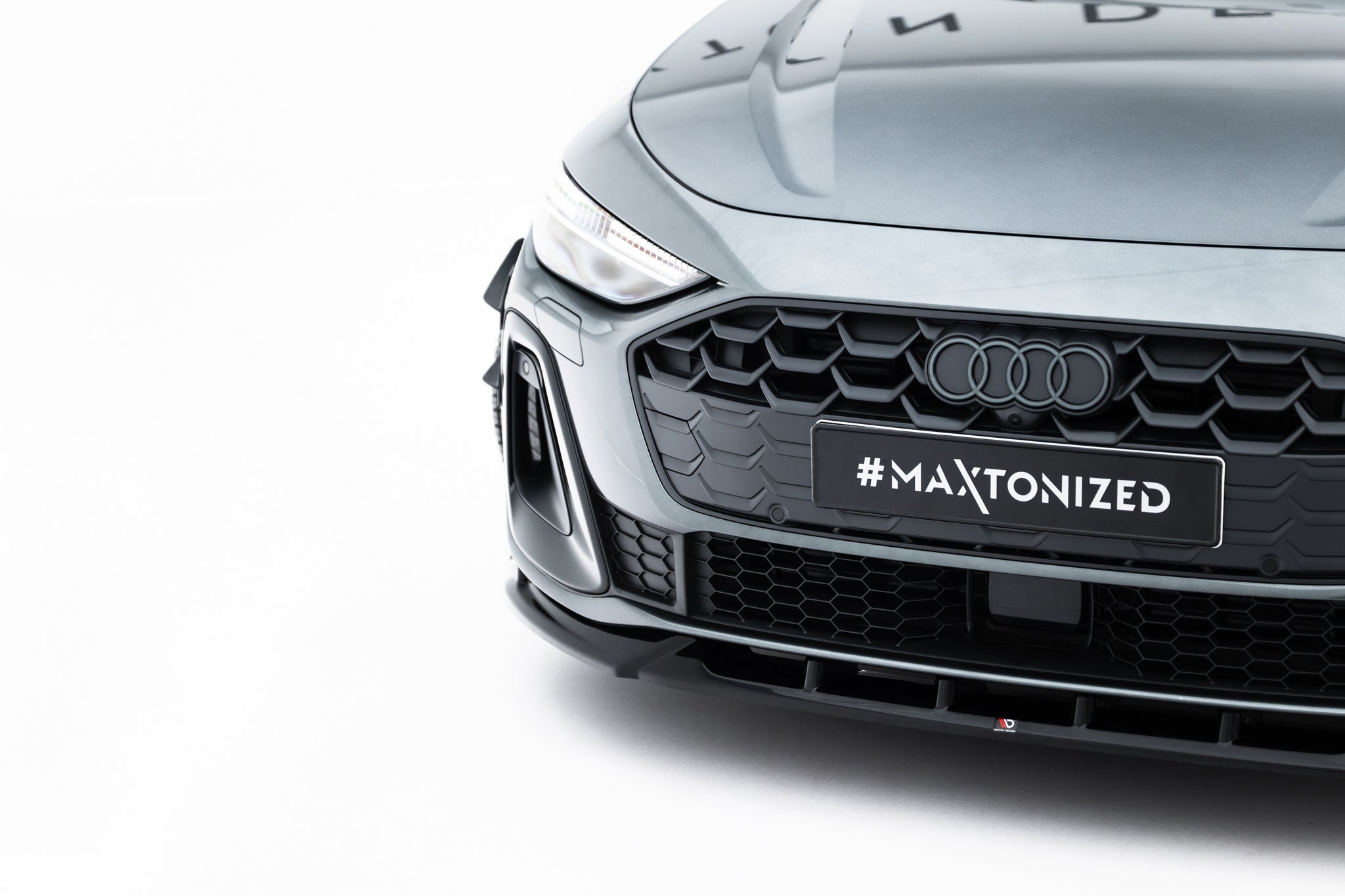 Maxton Design Street+ Spoilerlippe Front Ansatz V.2 passend für Audi A5 S-Line / S5 Limousine / Avant B10 schwarz Hochglanz