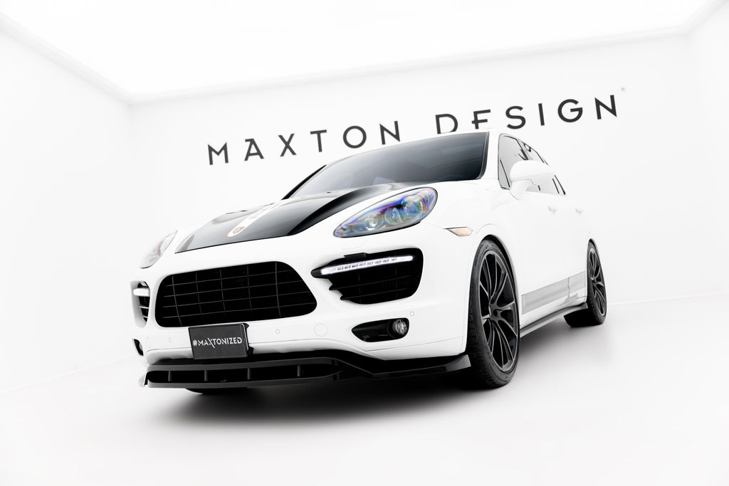 Maxton Design Street+ Spoilerlippe Front Ansatz passend für Porsche Cayenne Turbo / Standard Mk2 schwarz Hochglanz