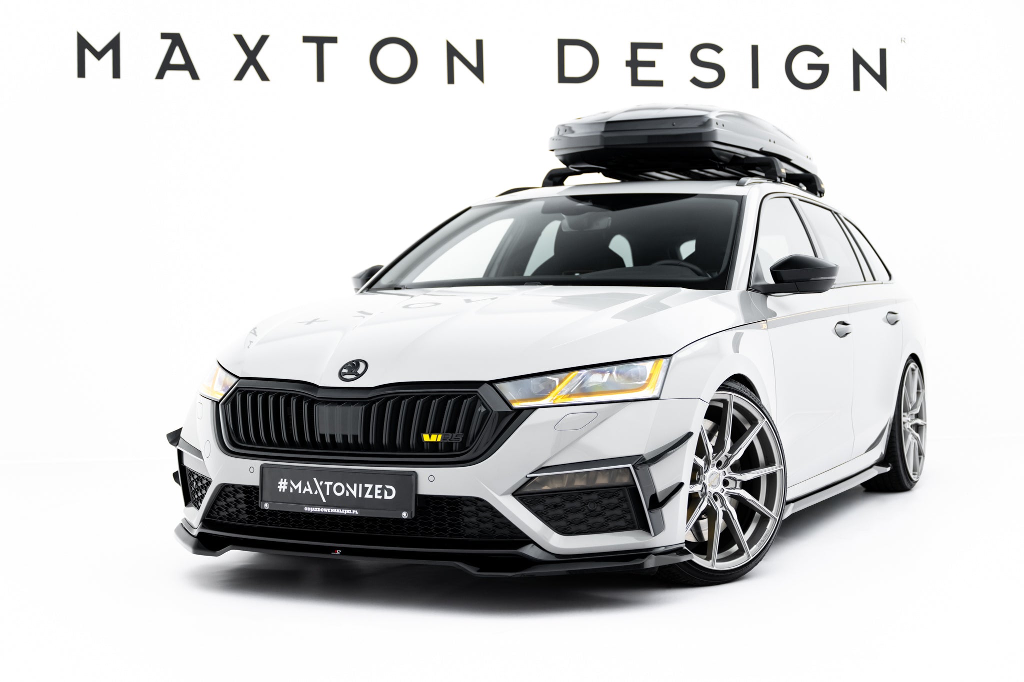 Maxton Design Street+ Spoilerlippe Front Ansatz V.4 passend für Skoda Octavia RS Mk4 schwarz Hochglanz