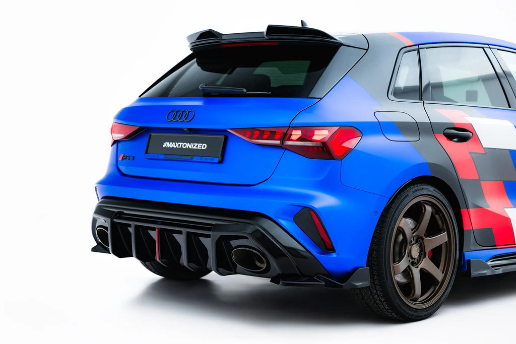 Maxton Design Heck Ansatz Flaps Diffusor V.2 passend für Audi RS3 Sportback 8Y Facelift schwarz Hochglanz