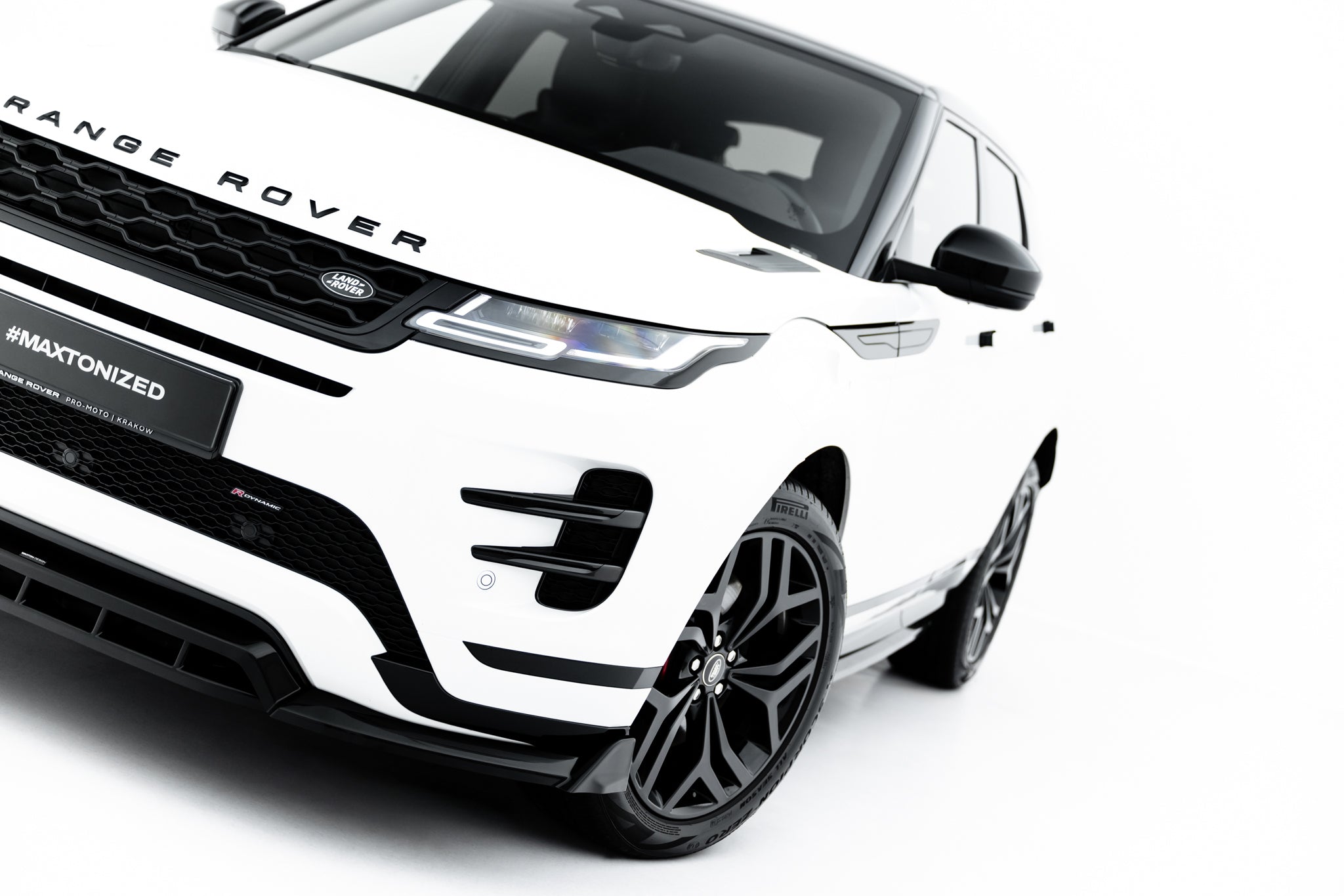 Maxton Design Street+ Spoilerlippe Front Ansatz passend für Land Rover Range Rover Evoque Dynamic Mk2 schwarz Hochglanz