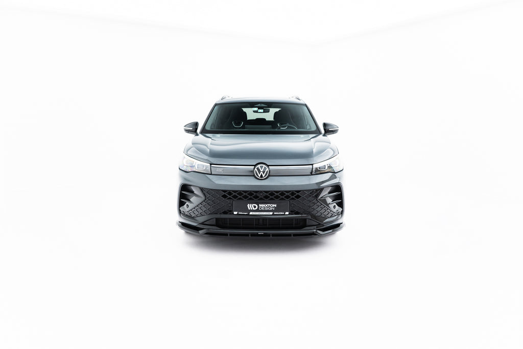 Maxton Design Street+ Spoilerlippe Front Ansatz V.2 passend für VW Tiguan R-Line Mk3 schwarz Hochglanz