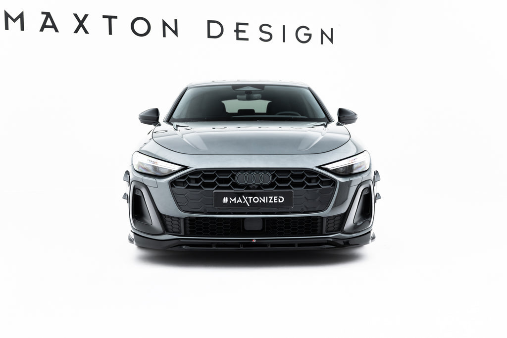 Maxton Design Street+ Spoilerlippe Front Ansatz V.1 passend für Audi A5 S-Line / S5 Limousine / Avant B10 schwarz Hochglanz