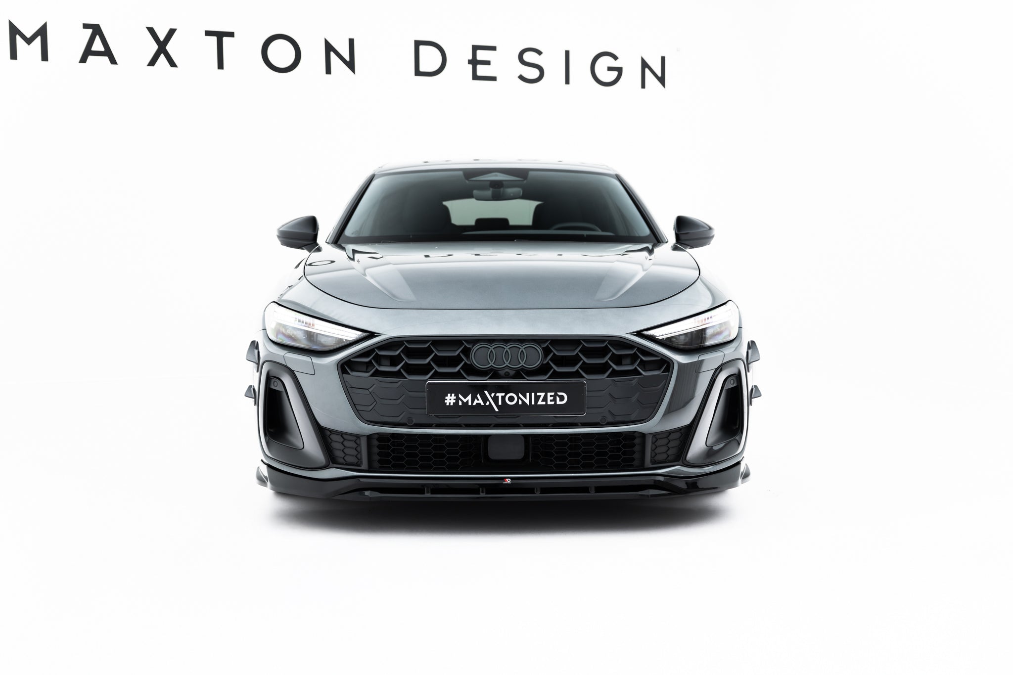 Maxton Design Street+ Spoilerlippe Front Ansatz V.1 passend für Audi A5 S-Line / S5 Limousine / Avant B10 schwarz Hochglanz