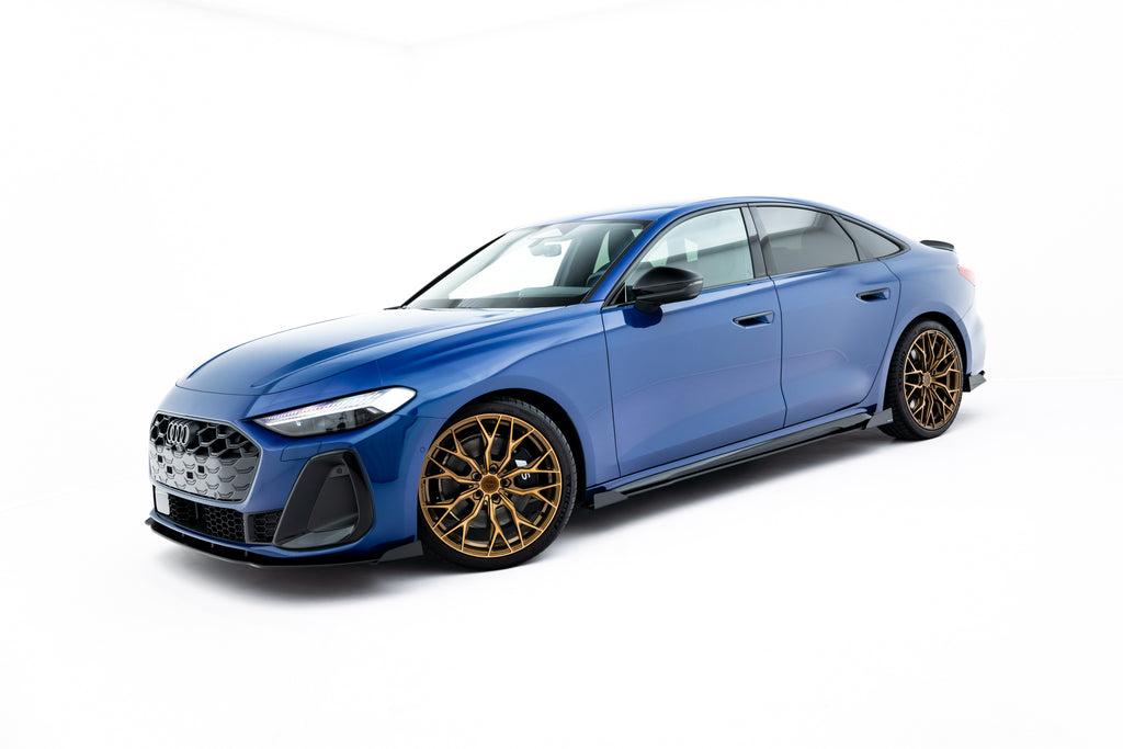 Maxton Design Street Pro Street+ Seitenschweller Leisten + Flaps passend für Audi A5 S-Line / S5 Limousine / Avant B10 schwarz Hochglanz