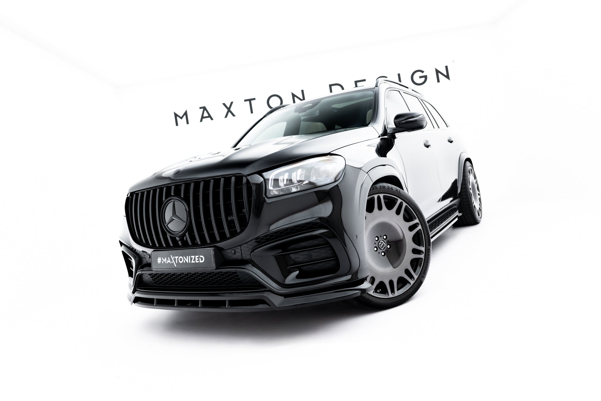 Maxton Design Street+ Spoilerlippe Front Ansatz passend für Mercedes-Benz GLS AMG-Line X167 Facelift schwarz Hochglanz