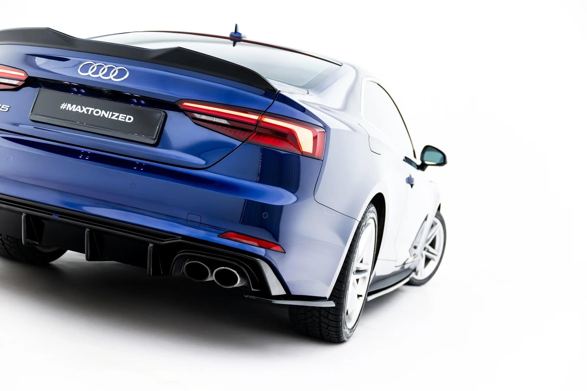 Maxton Design Heck Ansatz Flaps Diffusor V.2 Passend für Audi S5 Coupe F5 Schwarz Hochglanz