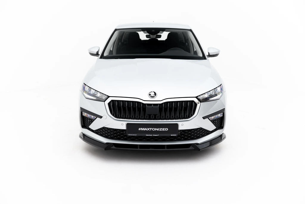 Maxton Design Street+ Spoilerlippe Front Ansatz Passend für Skoda Scala Mk1 Facelift Schwarz Hochglanz