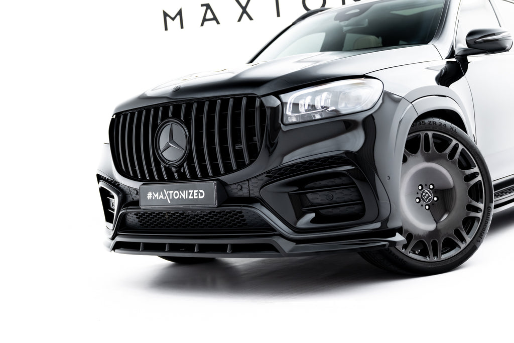 Maxton Design Street+ Spoilerlippe Front Ansatz passend für Mercedes-Benz GLS AMG-Line X167 Facelift schwarz Hochglanz