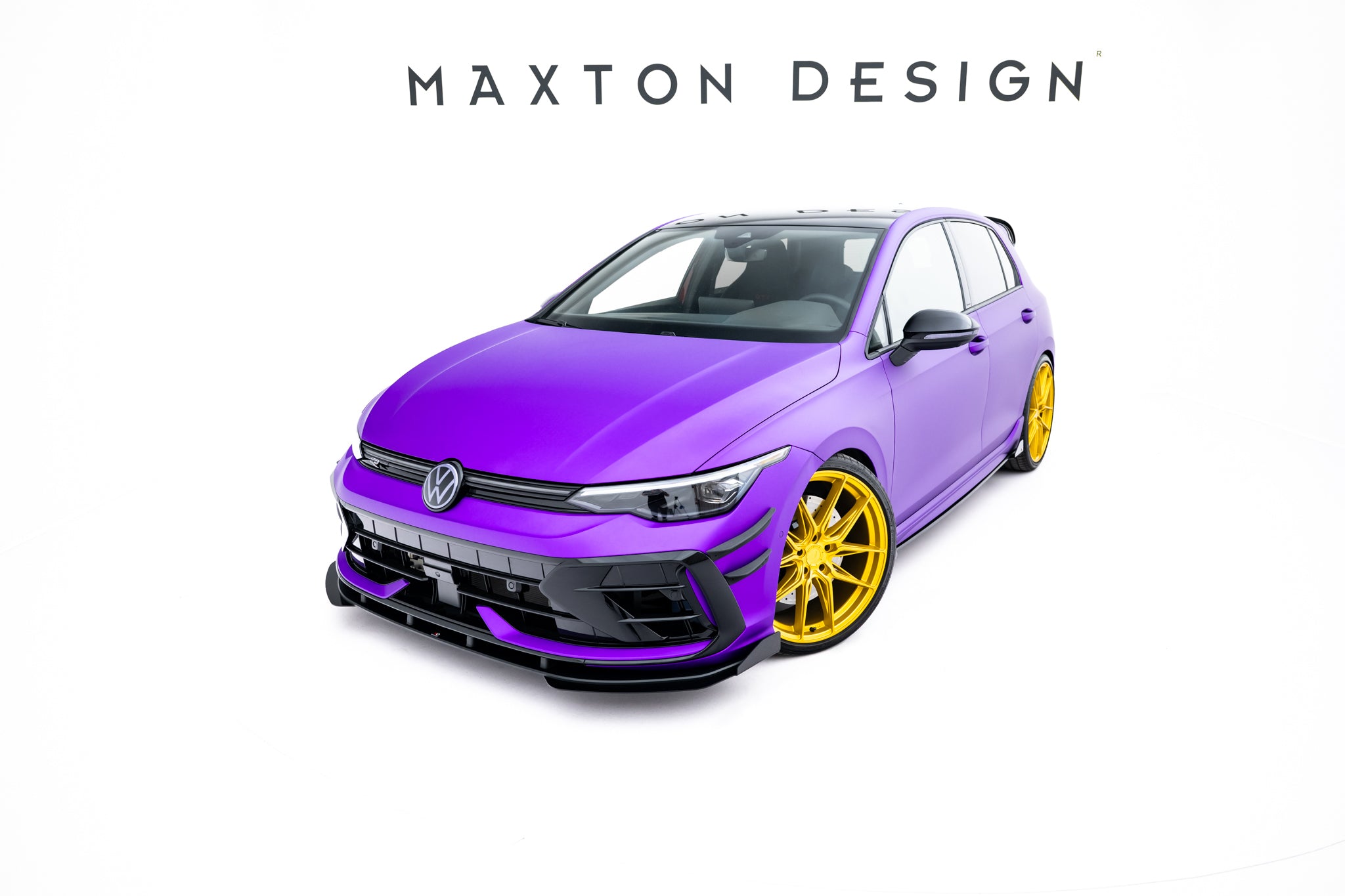 Maxton Design Street Pro Street+ Spoilerlippe Front Ansatz + Flaps passend für VW Golf R Hatchback Mk8 Facelift schwarz Hochglanz