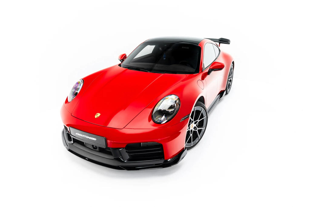 Maxton Design Street+ Spoilerlippe Front Ansatz für Porsche 911 Carrera Aero / Carrera GTS 992 Facelift [2025-] | Schwarz Hochglanz | ABS-Kunststoff