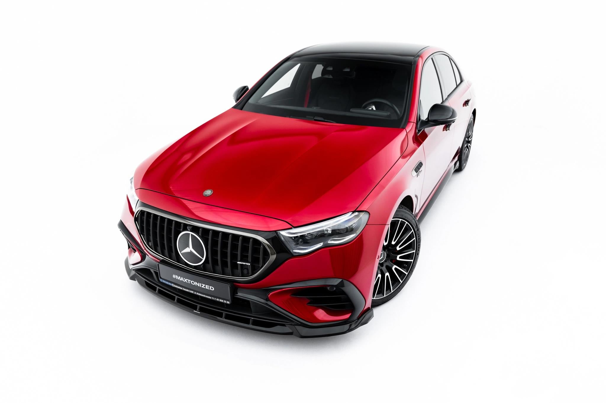 Maxton Design Street+ Spoilerlippe Front Ansatz passend für Mercedes-AMG E53 Limousine / Kombi W214 schwarz Hochglanz