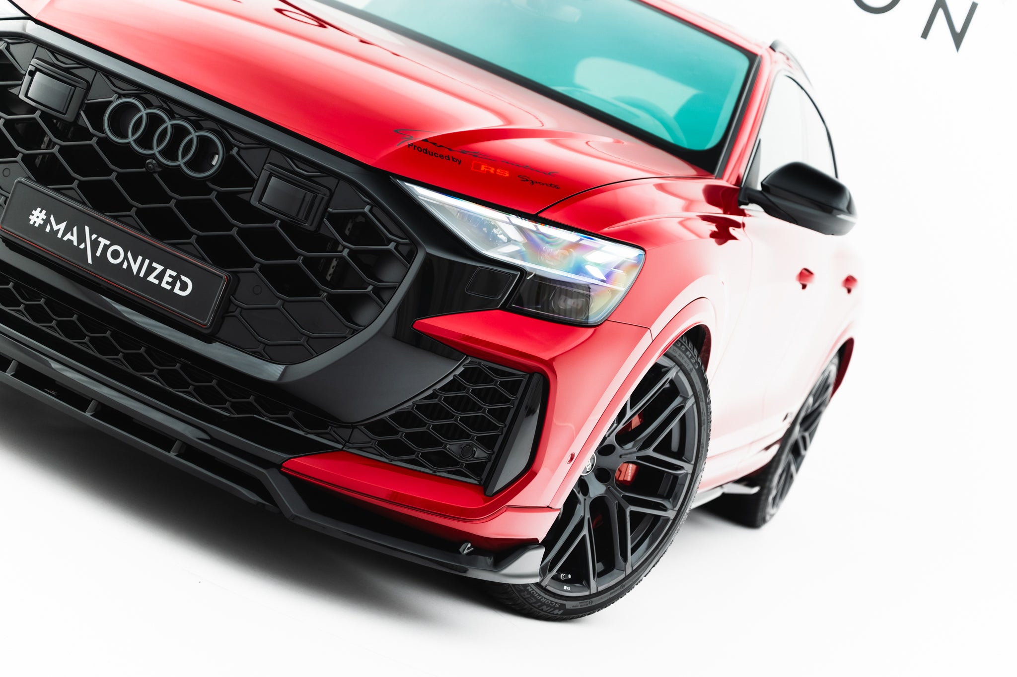 Maxton Design Street+ Spoilerlippe Front Ansatz passend für Audi RSQ8 Mk1 Facelift schwarz Hochglanz