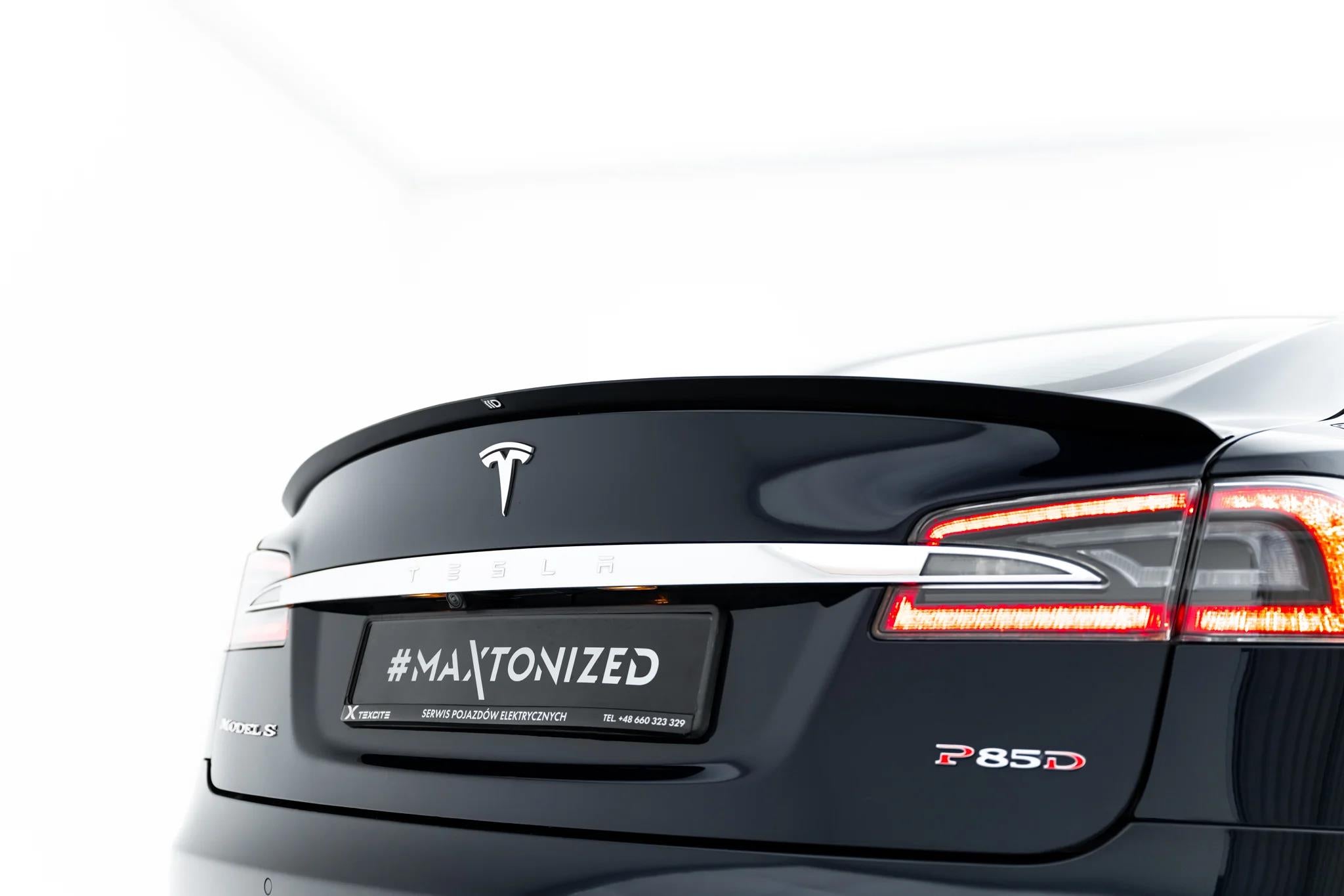 Maxton Design Spoiler CAP V.2 passend für Tesla Model S Mk1 schwarz Hochglanz