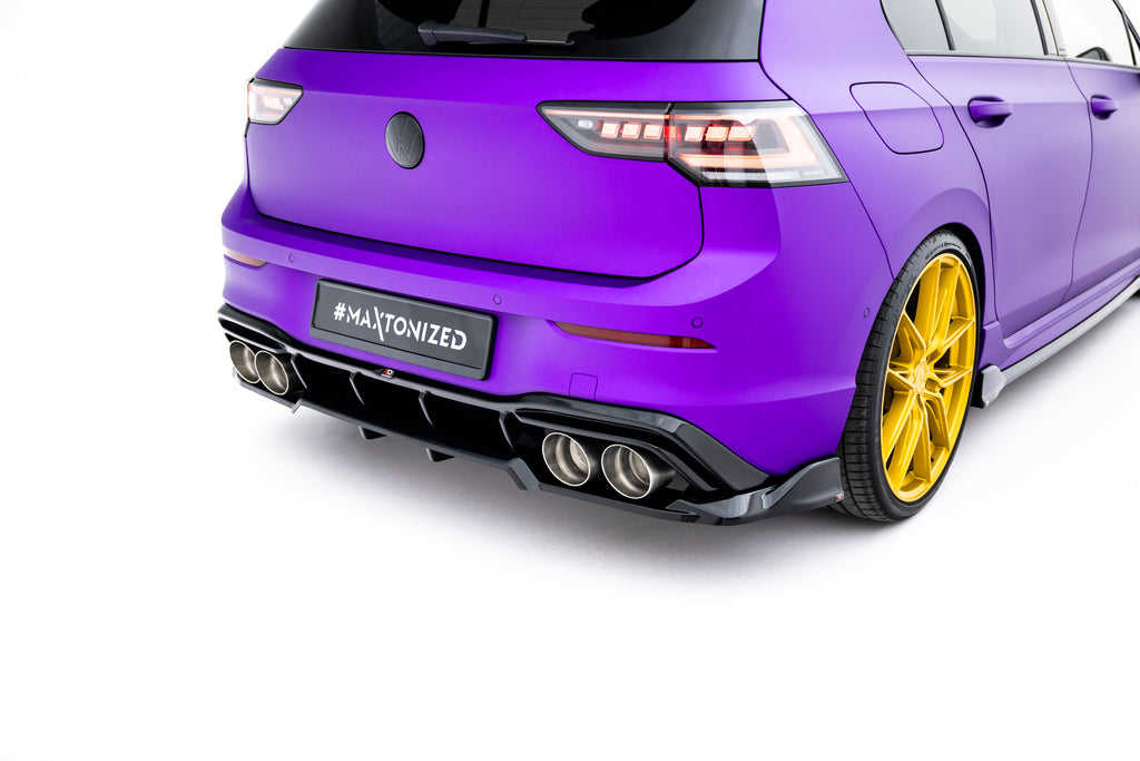 Maxton Design Street+ Mittlerer Diffusor RACE passend für V.1 VW Golf R Hatchback Mk8 / Mk8 Facelift schwarz Hochglanz