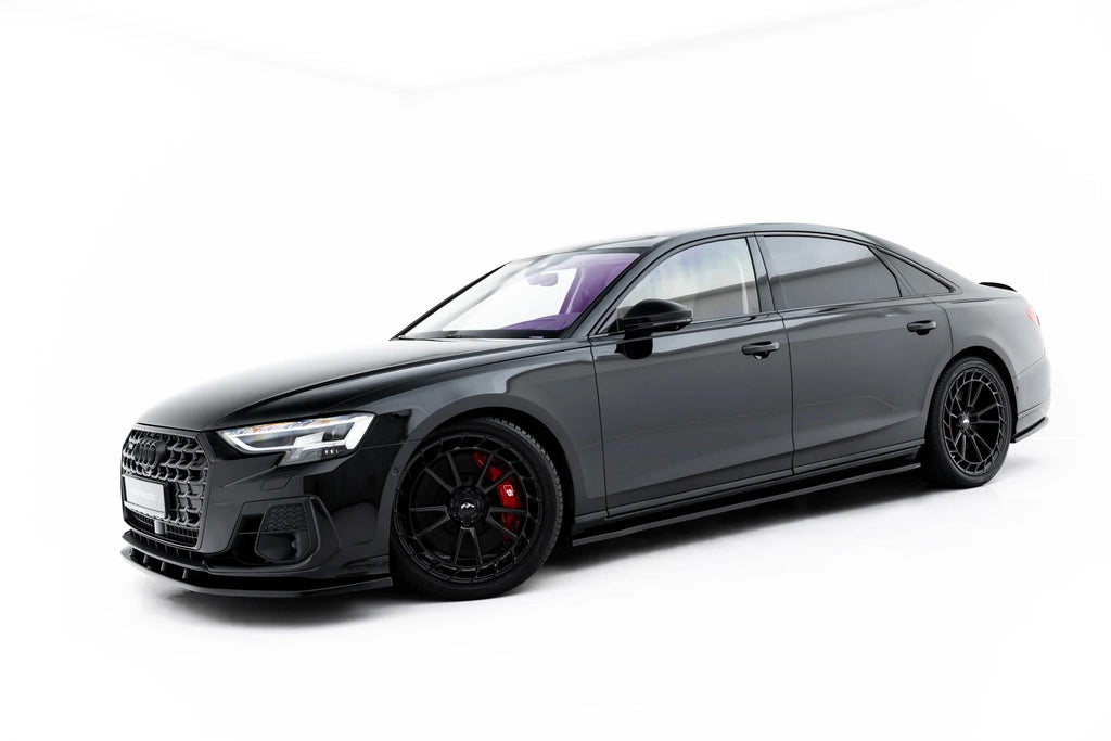 Maxton Design Street+ Seitenschweller Leisten Passend für Audi A8 S-Line Long D5 / D5 Facelift Schwarz Hochglanz