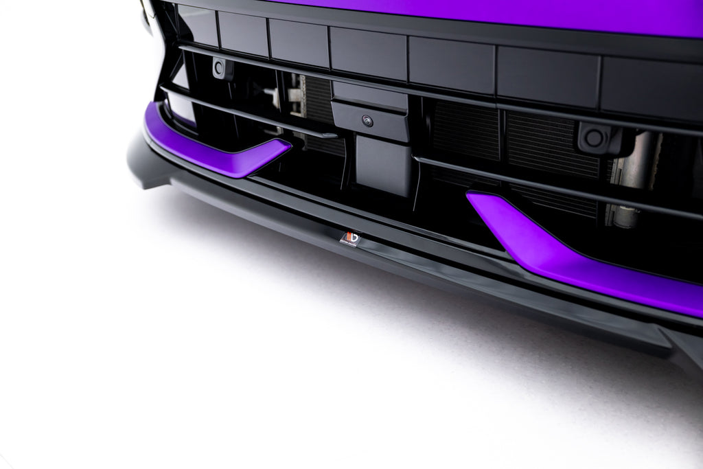 Maxton Design Street+ Spoilerlippe Front Ansatz V.4 passend für VW Golf R Variant Mk8 Facelift schwarz Hochglanz