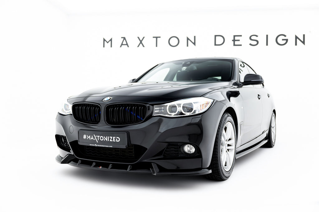 Maxton Design Street+ Spoilerlippe Front Ansatz V.1 passend für BMW 3er GT M-Paket F34 schwarz Hochglanz