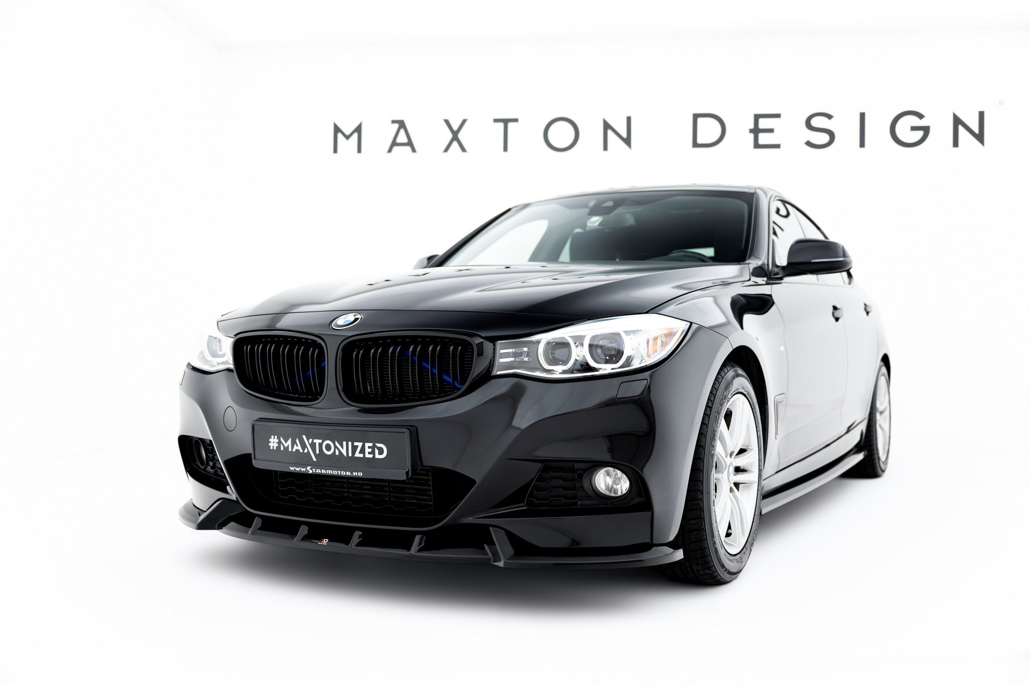 Maxton Design Street+ Spoilerlippe Front Ansatz V.1 passend für BMW 3er GT M-Paket F34 schwarz Hochglanz