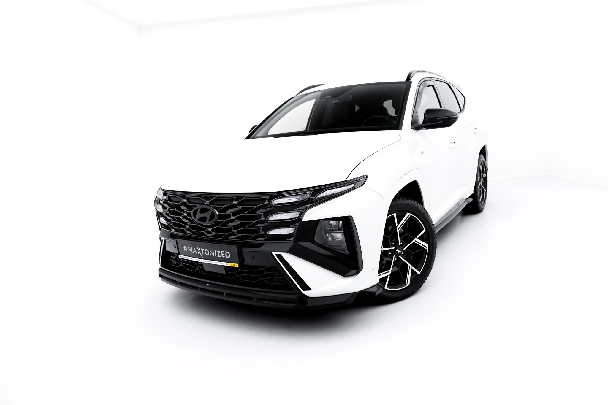 Maxton Design Street+ Spoilerlippe Front Ansatz passend für Hyundai Tucson N-Line Mk4 Facelift schwarz Hochglanz